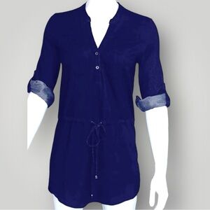 Dark Blue Haute Monde Soft Jersey Knit Tunic Dress-Small